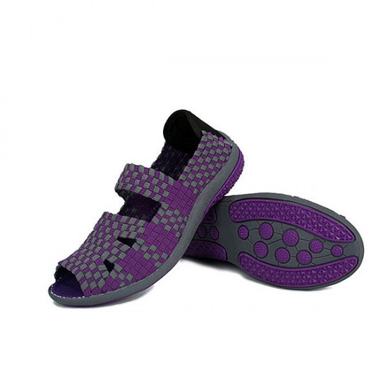 Women Summer Elastic Knit Leisure Shoes Flat Knit Sandals Round Toe Shoes Women Summer Elastic Knit Leisure Shoes Flat Knit Sandals Round Toe Shoes