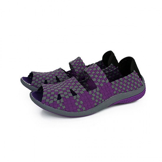Women Summer Elastic Knit Leisure Shoes Flat Knit Sandals Round Toe Shoes Women Summer Elastic Knit Leisure Shoes Flat Knit Sandals Round Toe Shoes