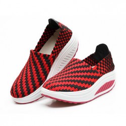 Women Leisure Platform Shoes Slip-on Knit Shake Shoes Hand knitting Sneakers