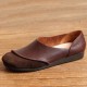 SOCOFY Soft Leather Slip On Pattern Match Casual Flat Shoes SOCOFY Soft Leather Slip On Pattern Match Casual Flat Shoes