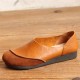 SOCOFY Soft Leather Slip On Pattern Match Casual Flat Shoes SOCOFY Soft Leather Slip On Pattern Match Casual Flat Shoes