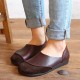 SOCOFY Soft Leather Slip On Pattern Match Casual Flat Shoes SOCOFY Soft Leather Slip On Pattern Match Casual Flat Shoes