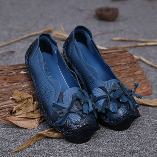 SOCOFY Genuine Leather Handmade Flower Loafers SOCOFY Genuine Leather Handmade Flower Loafers