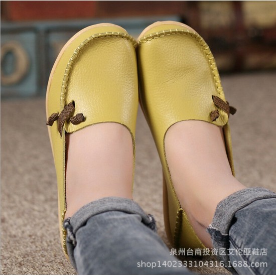 Large Size Soft Leather Multi-Way Flat Loafers For Women Large Size Soft Leather Multi-Way Flat Loafers For Women