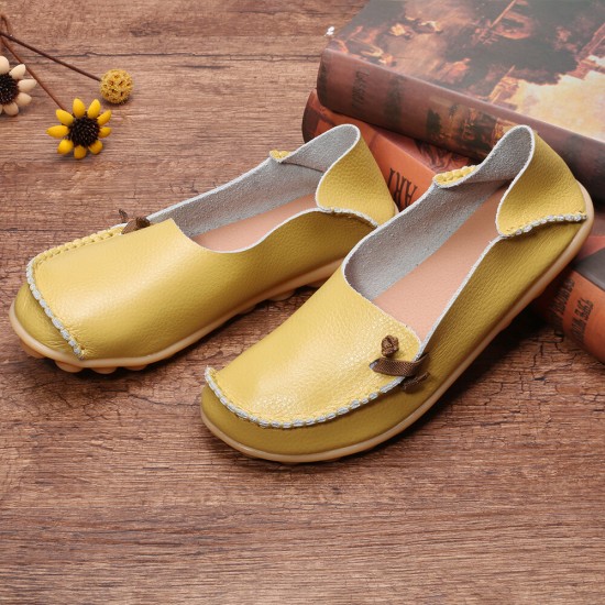 Large Size Soft Leather Multi-Way Flat Loafers For Women Large Size Soft Leather Multi-Way Flat Loafers For Women