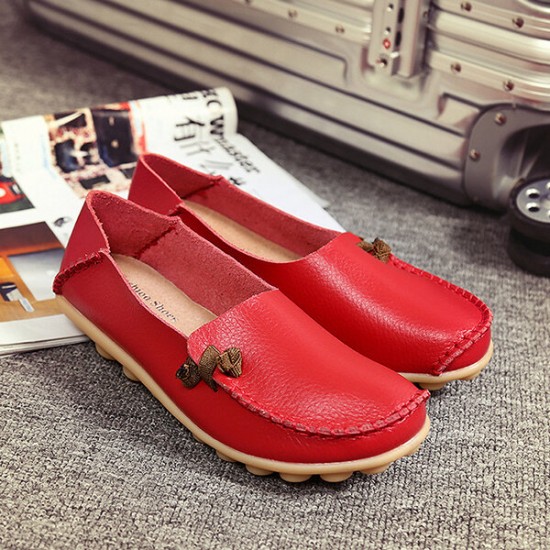 Large Size Soft Leather Multi-Way Flat Loafers For Women Large Size Soft Leather Multi-Way Flat Loafers For Women