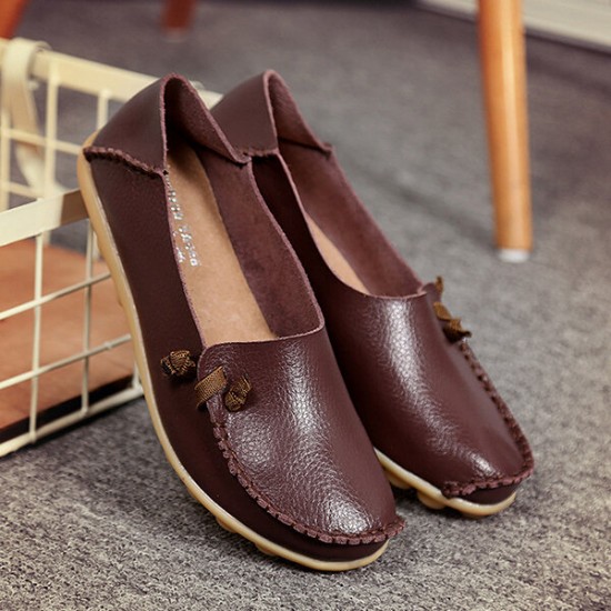 Large Size Soft Leather Multi-Way Flat Loafers For Women Large Size Soft Leather Multi-Way Flat Loafers For Women