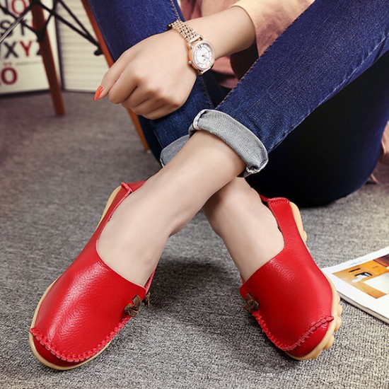 Large Size Soft Leather Multi-Way Flat Loafers For Women Large Size Soft Leather Multi-Way Flat Loafers For Women
