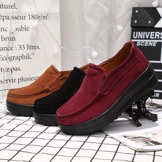Women Wedge Heel Platforms Casual Suede Round Toe Shoes Women Wedge Heel Platforms Casual Suede Round Toe Shoes