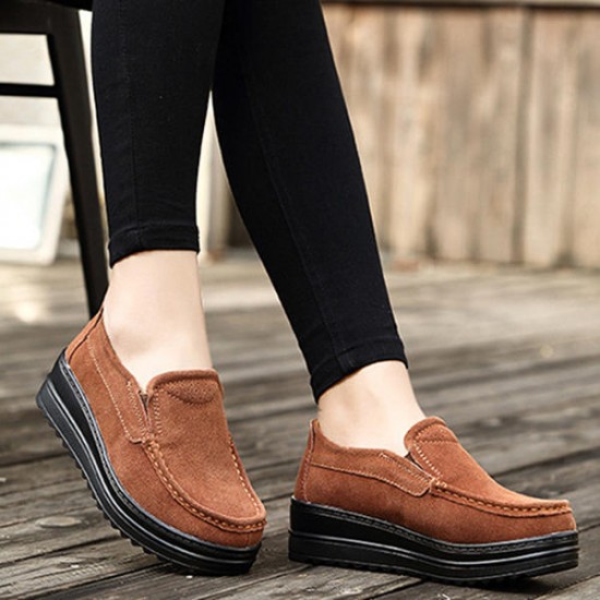 Women Wedge Heel Platforms Casual Suede Round Toe Shoes Women Wedge Heel Platforms Casual Suede Round Toe Shoes