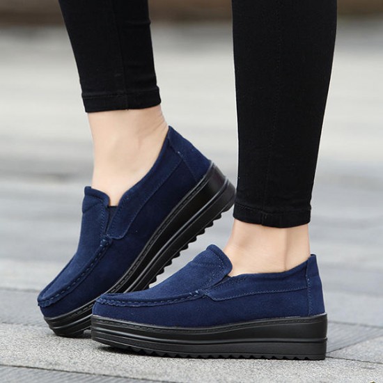 Women Wedge Heel Platforms Casual Suede Round Toe Shoes Women Wedge Heel Platforms Casual Suede Round Toe Shoes