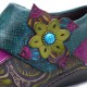SOCOFY Printing Splicing Plant Pattern Hook Loop Flat Leather Shoes SOCOFY Printing Splicing Plant Pattern Hook Loop Flat Leather Shoes
