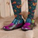 SOCOFY Printing Splicing Plant Pattern Hook Loop Flat Leather Shoes SOCOFY Printing Splicing Plant Pattern Hook Loop Flat Leather Shoes