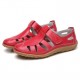 Leather Hollow Soft Hook Loop Causal Flat Sandals Leather Hollow Soft Hook Loop Causal Flat Sandals
