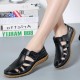 Leather Hollow Soft Hook Loop Causal Flat Sandals Leather Hollow Soft Hook Loop Causal Flat Sandals