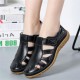 Leather Hollow Soft Hook Loop Causal Flat Sandals Leather Hollow Soft Hook Loop Causal Flat Sandals