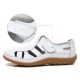 Leather Hollow Soft Hook Loop Causal Flat Sandals Leather Hollow Soft Hook Loop Causal Flat Sandals
