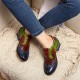 SOCOFY Handmade Stitching Lace Up Genuine Leather Flats Shoes SOCOFY Handmade Stitching Lace Up Genuine Leather Flats Shoes