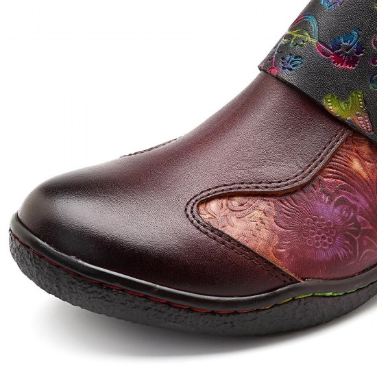 SOCOFY Pattern Leather Casual Flats SOCOFY Pattern Leather Casual Flats