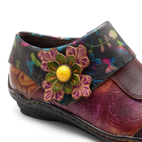 SOCOFY Pattern Leather Casual Flats SOCOFY Pattern Leather Casual Flats