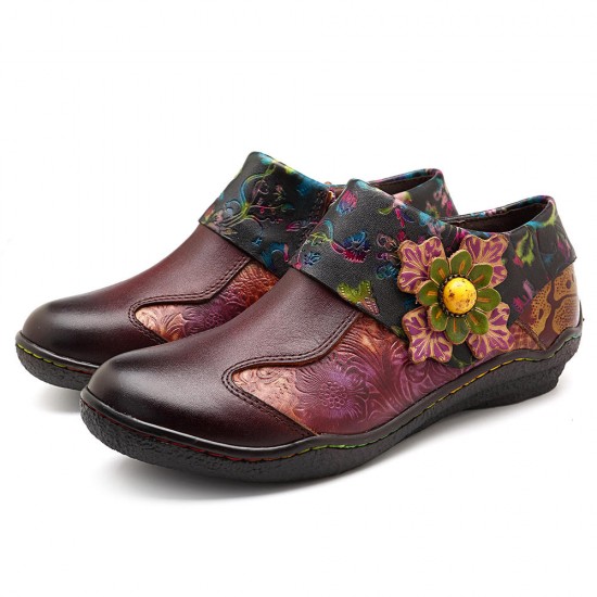 SOCOFY Pattern Leather Casual Flats SOCOFY Pattern Leather Casual Flats