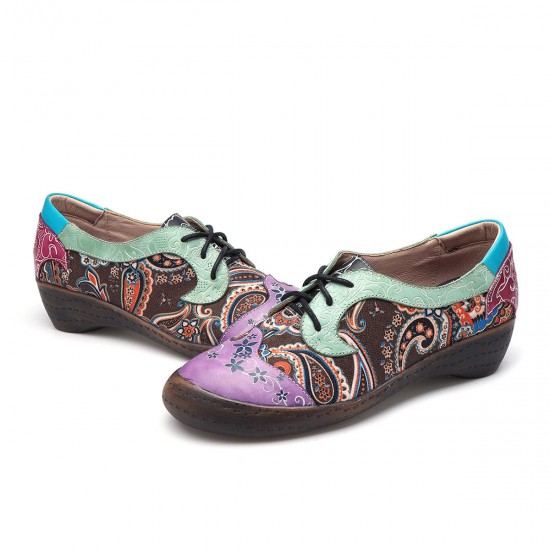 Vintage Large Size Women Stitching Casual Leather Flats Vintage Large Size Women Stitching Casual Leather Flats