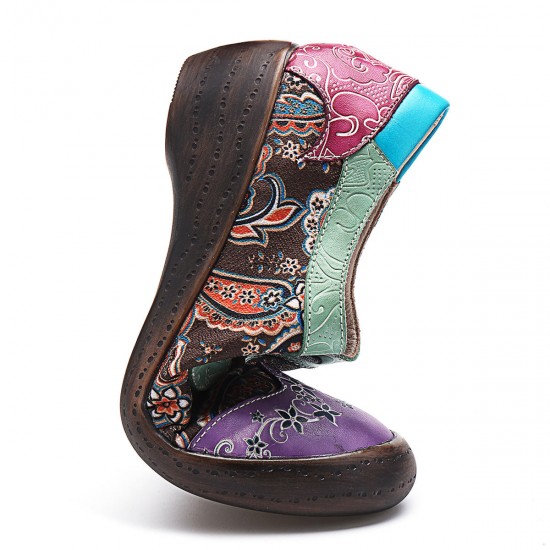 Vintage Large Size Women Stitching Casual Leather Flats Vintage Large Size Women Stitching Casual Leather Flats