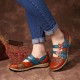 SOCOFY Hook Loop Genuine Leather Pattern Flat Sandals SOCOFY Hook Loop Genuine Leather Pattern Flat Sandals