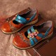 SOCOFY Hook Loop Genuine Leather Pattern Flat Sandals SOCOFY Hook Loop Genuine Leather Pattern Flat Sandals