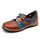 SOCOFY Hook Loop Genuine Leather Pattern Flat Sandals SOCOFY Hook Loop Genuine Leather Pattern Flat Sandals