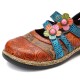 SOCOFY Hook Loop Genuine Leather Pattern Flat Sandals SOCOFY Hook Loop Genuine Leather Pattern Flat Sandals