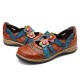 SOCOFY Hook Loop Genuine Leather Pattern Flat Sandals SOCOFY Hook Loop Genuine Leather Pattern Flat Sandals