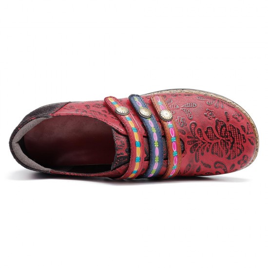 SOCOFY Retro Hook Loop Round Toe Genuine Leather Flats SOCOFY Retro Hook Loop Round Toe Genuine Leather Flats