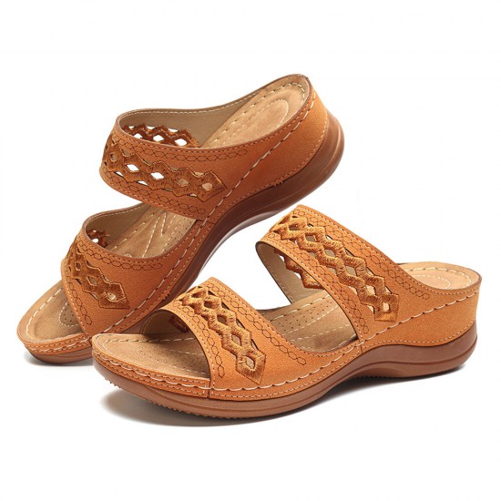 LOSTISY Handmade Stitching Hollow Casual Comfy Sandals LOSTISY Handmade Stitching Hollow Casual Comfy Sandals