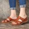 LOSTISY Women Comfy Hollow Out Hook Loop Wedges Sandals