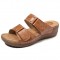 LOSTISY Large Size Casual Hook Loop Wedge Sandals