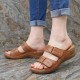 LOSTISY Large Size Casual Hook Loop Wedge Sandals LOSTISY Large Size Casual Hook Loop Wedge Sandals