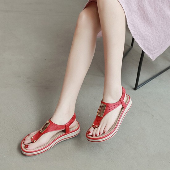 Women Metal Clip Toe Elastic Band Lightweight Beach Sandals Women Metal Clip Toe Elastic Band Lightweight Beach Sandals