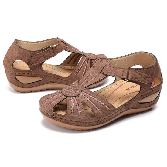 LOSTISY Women Wedges Shoes Splicing Casual Comfy Sandals LOSTISY Women Wedges Shoes Splicing Casual Comfy Sandals