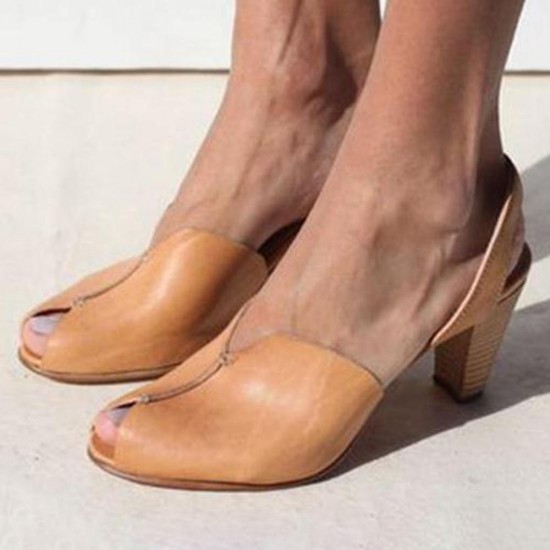 Large Size Women Fashion Soft Fish Mouth Heeled Sandals Large Size Women Fashion Soft Fish Mouth Heeled Sandals