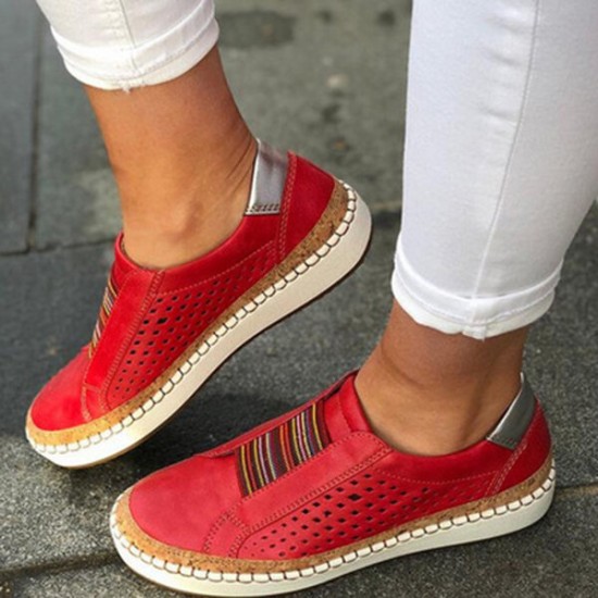 Large Size Women Comfortable Hollow Out Splicing Flat Loafers Large Size Women Comfortable Hollow Out Splicing Flat Loafers