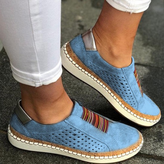 Large Size Women Comfortable Hollow Out Splicing Flat Loafers Large Size Women Comfortable Hollow Out Splicing Flat Loafers