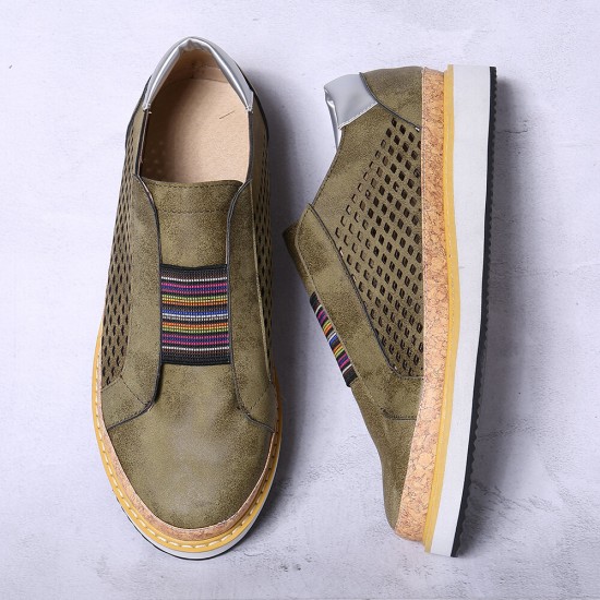 Large Size Women Comfortable Hollow Out Splicing Flat Loafers Large Size Women Comfortable Hollow Out Splicing Flat Loafers