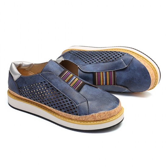 Large Size Women Comfortable Hollow Out Splicing Flat Loafers Large Size Women Comfortable Hollow Out Splicing Flat Loafers