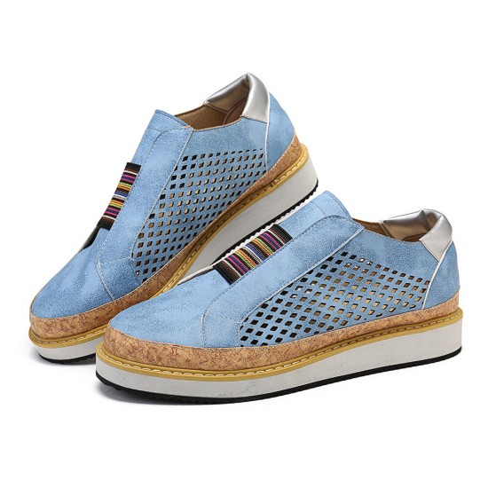 Large Size Women Comfortable Hollow Out Splicing Flat Loafers Large Size Women Comfortable Hollow Out Splicing Flat Loafers