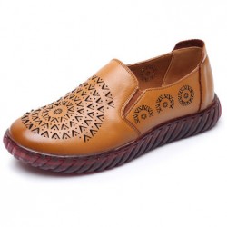 Women Floral Embossing Casual Soft Sole Slip On Loafers