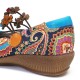 Socofy Women Retro Print Patchwork Pumps Socofy Women Retro Print Patchwork Pumps