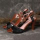 Women Plus Size Color Splicing Peep Toe Casual Summer Heeled Sandals Women Plus Size Color Splicing Peep Toe Casual Summer Heeled Sandals