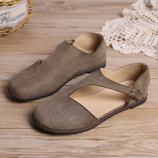 Women Comfy Suede Buckle Pure Color Flats Women Comfy Suede Buckle Pure Color Flats