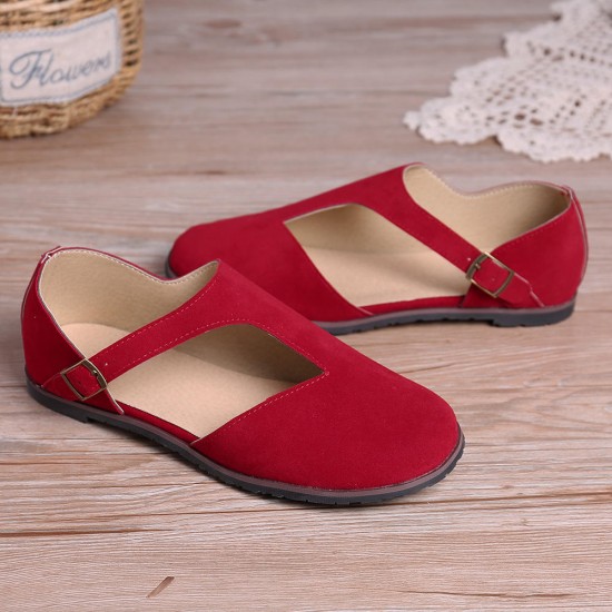 Women Comfy Suede Buckle Pure Color Flats Women Comfy Suede Buckle Pure Color Flats